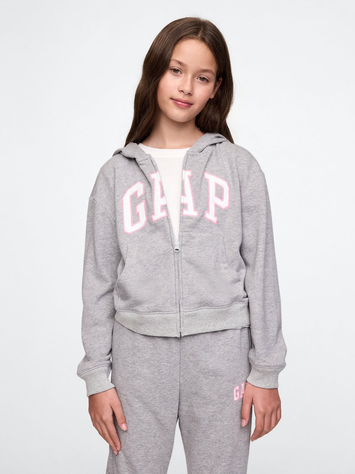 Gri Relaxed Gap Logo Fermuarlı Sweatshirt