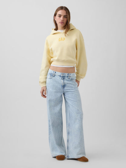 Sarı Vintagesoft Oversized Crop Logo Sweatshirt