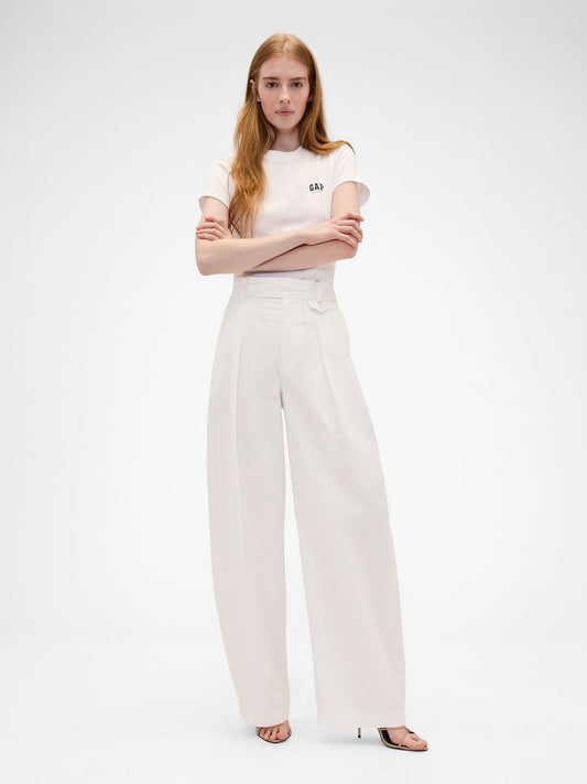 Lacivert Gap × Victoria Beckham High Rise Pileli Arc Pantolon