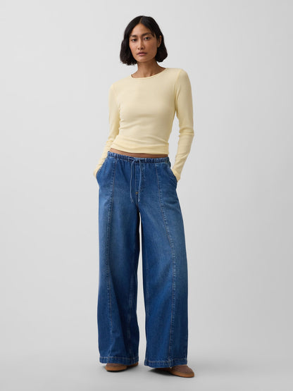 Mavi Mid Rise Ultrasoft Easy Seamed Baggy Jean Pantolon