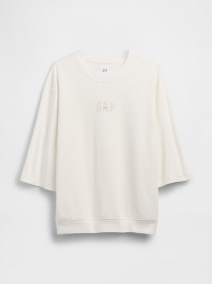Beyaz Oversized Gap Logo Fransız Havlu Kumaş T-shirt