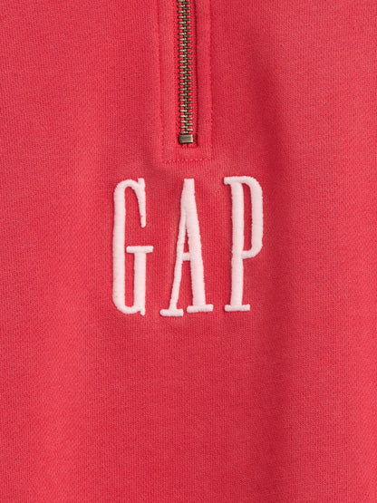Kırmızı Heavyweight Oversized Logo Yarım Fermuarlı Sweatshirt