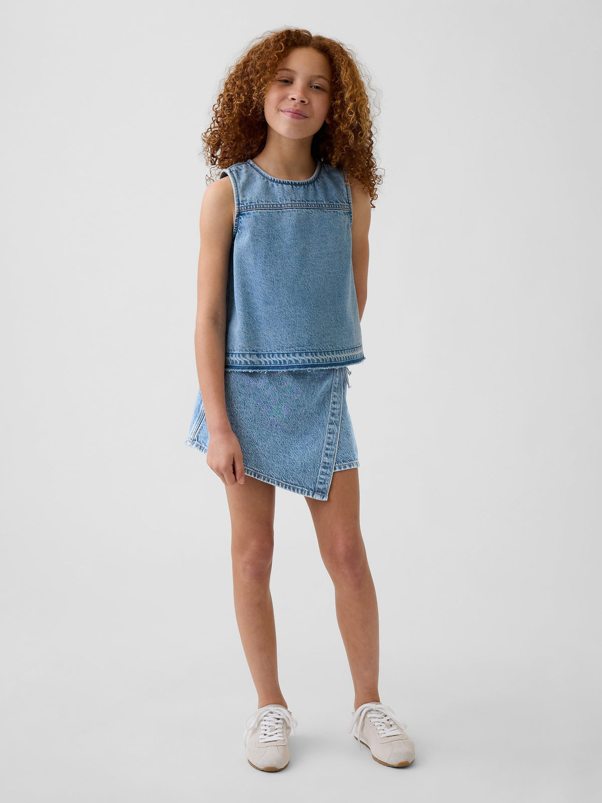 Açık Mavi Denim Shell Kolsuz Bluz