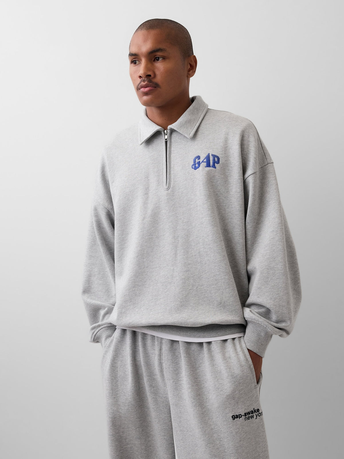 Sarı Gap × Awake Ny Heavyweight Oversized Çeyrek Fermuarlı Sweatshirt
