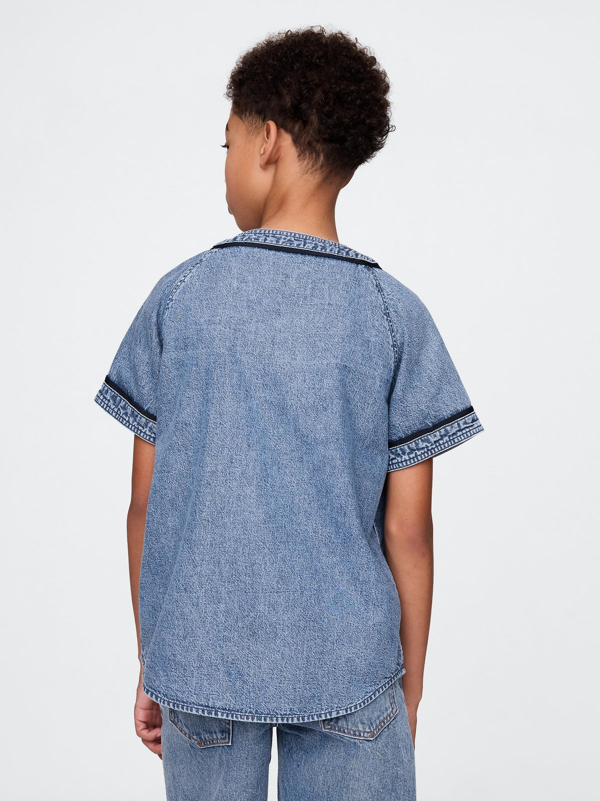 Denim Mavi Denim Gap Logo Beyzbol Jersey Gömlek
