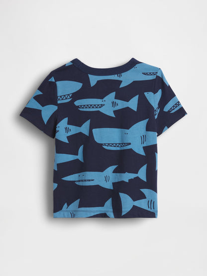 Mavi Mix & Match Baskılı Cep T-shirt