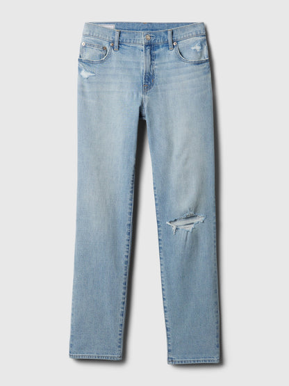 Açık Mavi Mid Rise Girlfriend Jean Pantolon