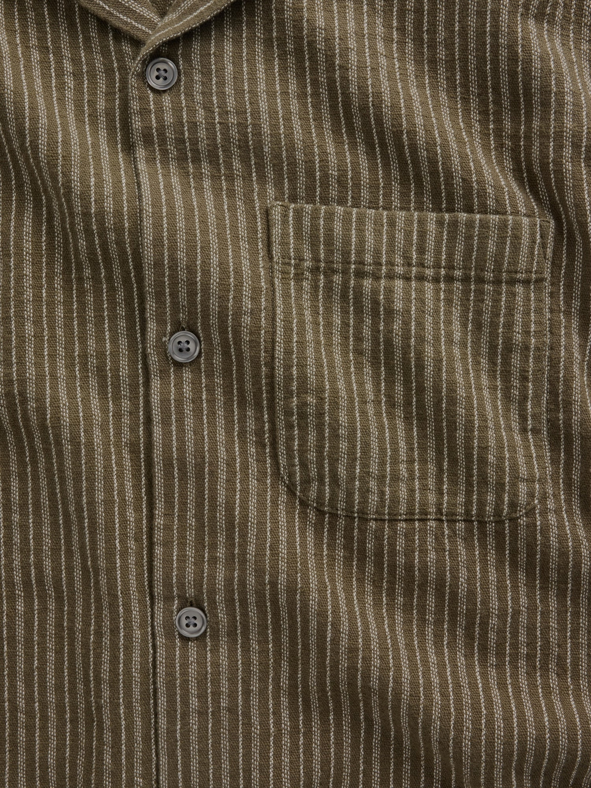 Haki Dobby Çizgili Relaxed Straight-hem Gömlek