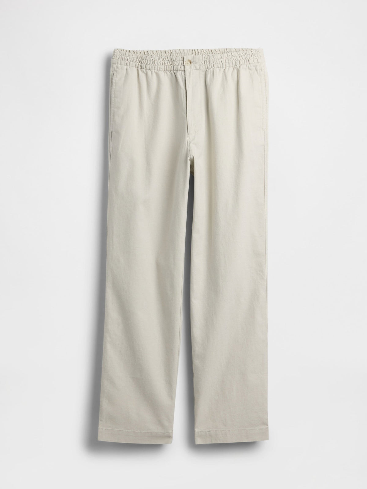 Krem Keten Karışımlı Relaxed Taper Easy Pantolon