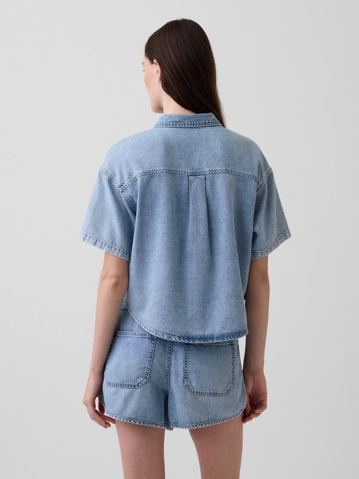 Açık Mavi Ultrasoft Denim Oversized Kamp Gömlek