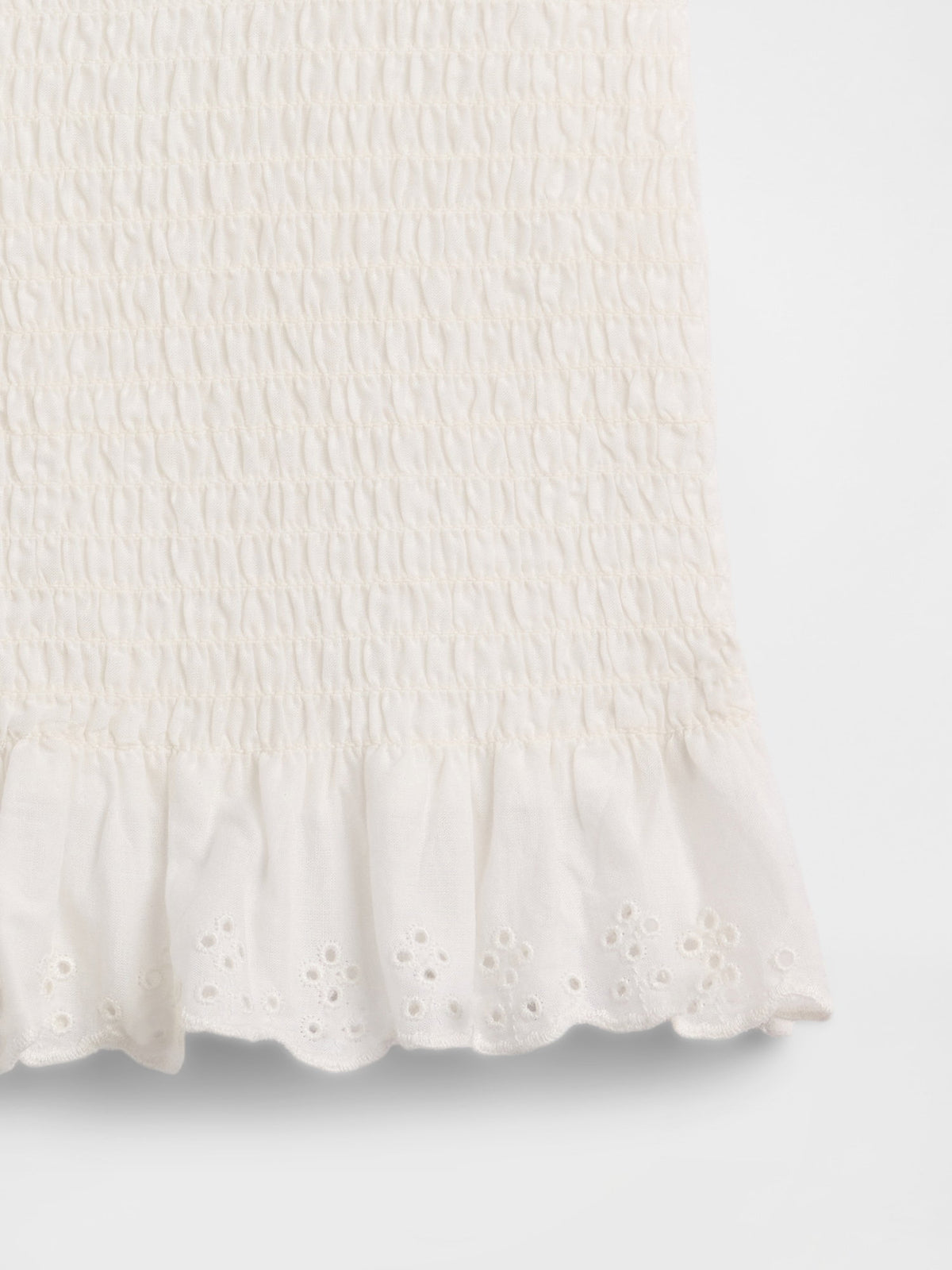 Beyaz Smocked Peplum Bluz