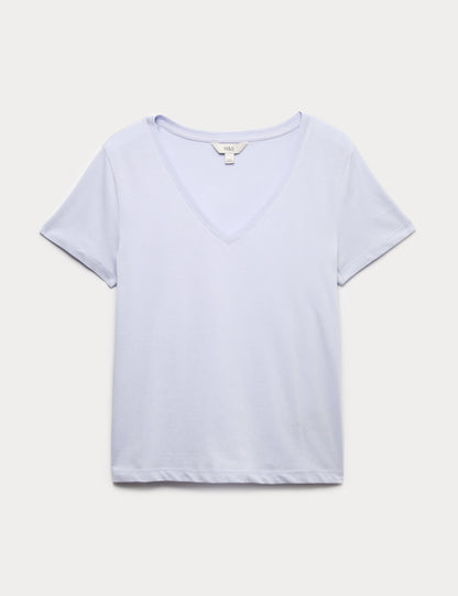 Pamuklu V Yaka T-shirt