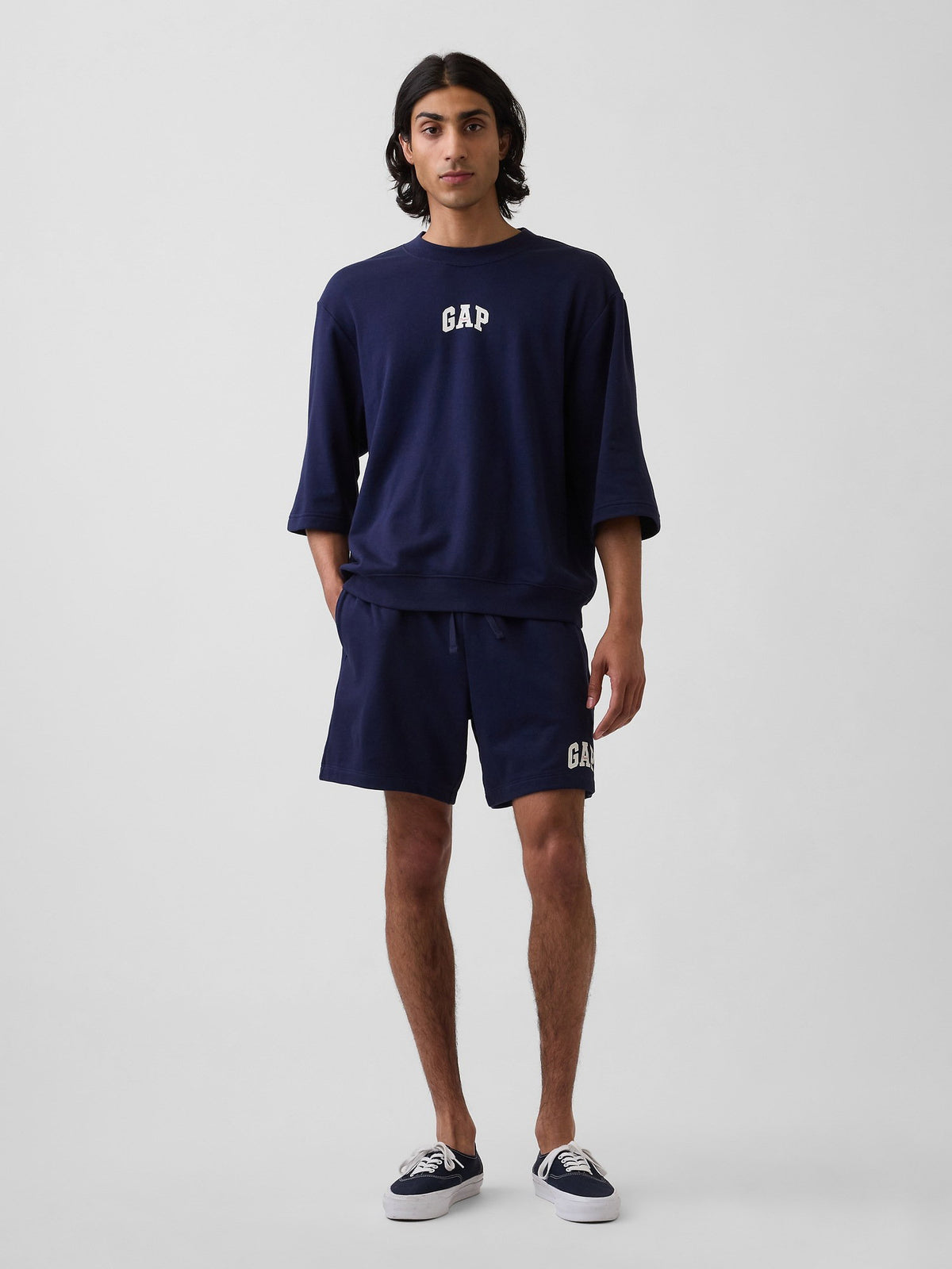 Lacivert Relaxed Gap Logo Fransız Havlu Kumaş Şort