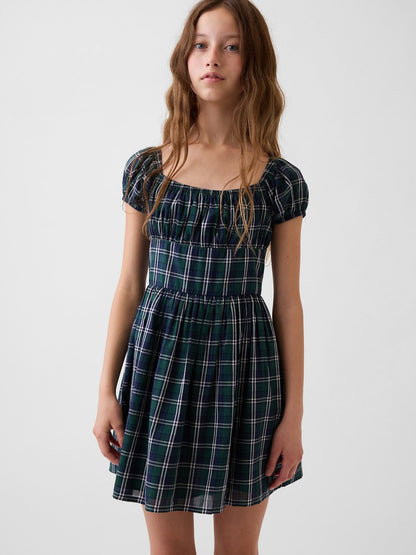 Yeşil Puff-sleeve Elbise