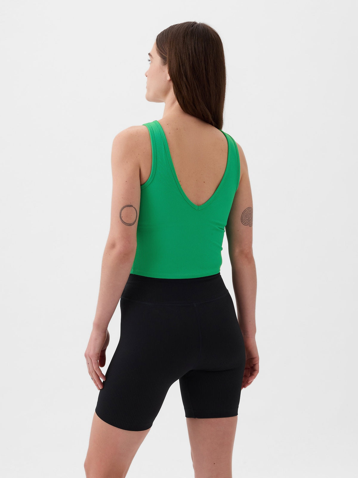 Yeşil Gapfit Studio Fitilli V Yaka Spor Üst