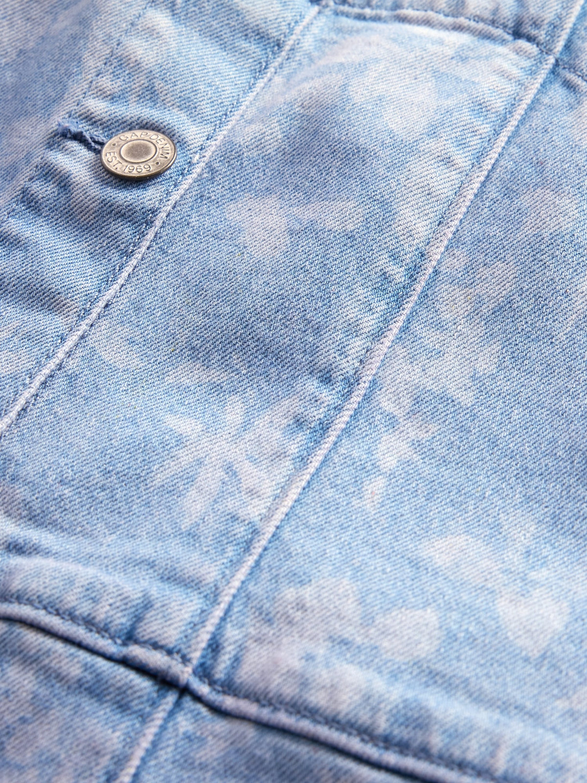 Açık Mavi Denim Çiçekli Elbise