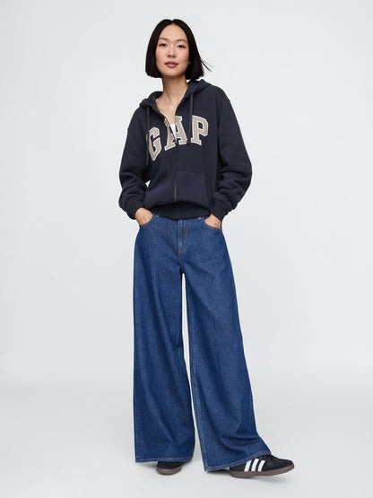 Koyu Yeşil Vintagesoft Arch Logo Tam Fermuarlı Sweatshirt