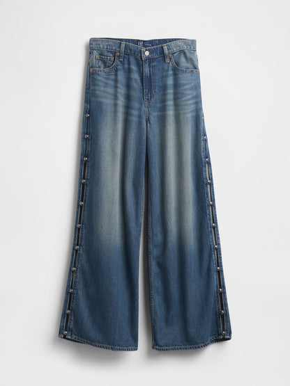 Mavi Mid Rise Ultrasoft Studded Baggy Jean Pantolon