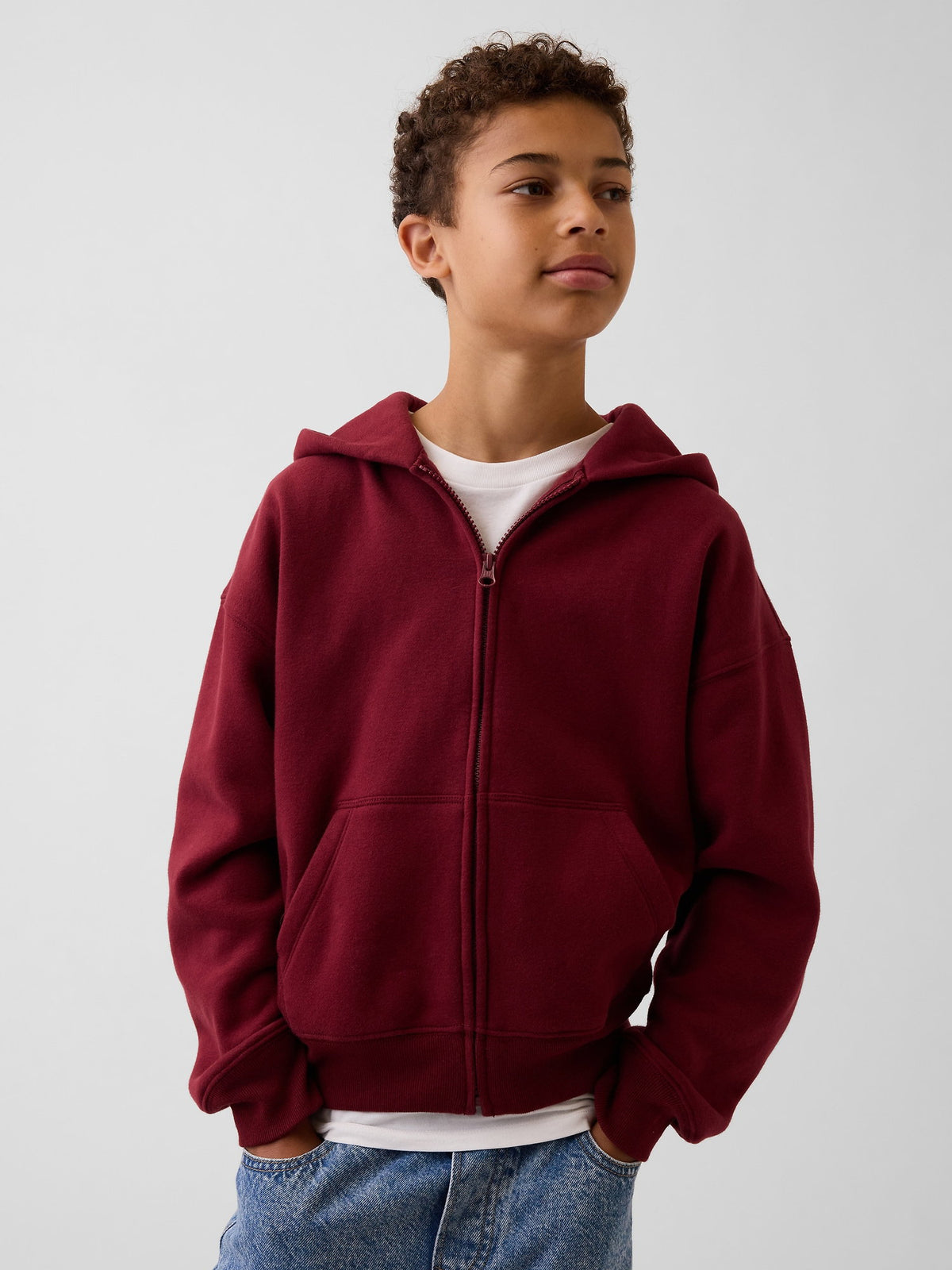 Bordo Vintagesoft Fermuarlı Sweatshirt