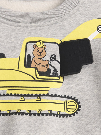Gri Vintagesoft Grafik Baskılı Sweatshirt