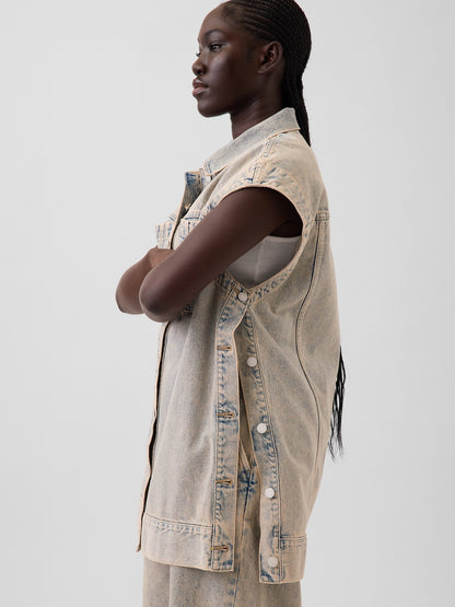 Açık Mavi Gap × Hfr Denim Oversized Yelek By Nicole Benefield Portfolio