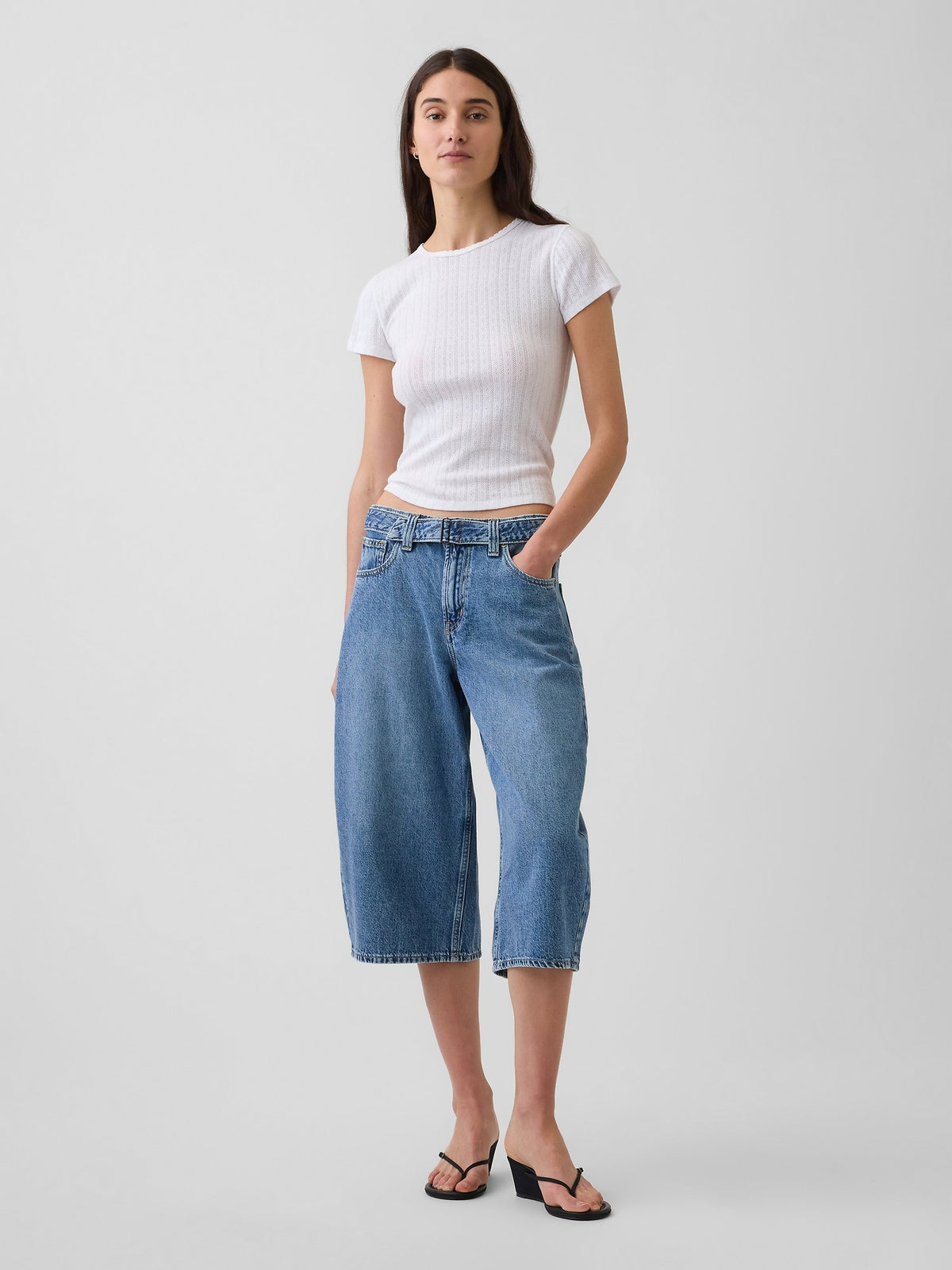 Mavi High Rise Kemerli Barrel Culotte Jean Pantolon