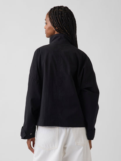 Bej Poplin Oversized Anorak Ceket