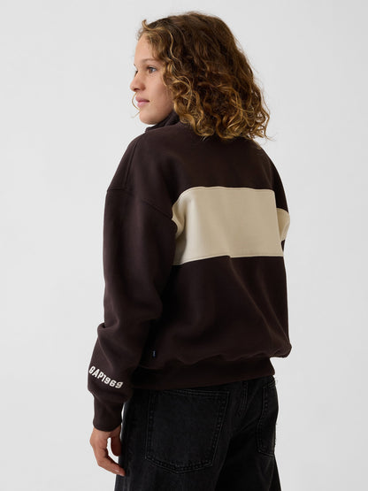 Kahverengi Vintagesoft Yarım Fermuarlı Sweatshirt
