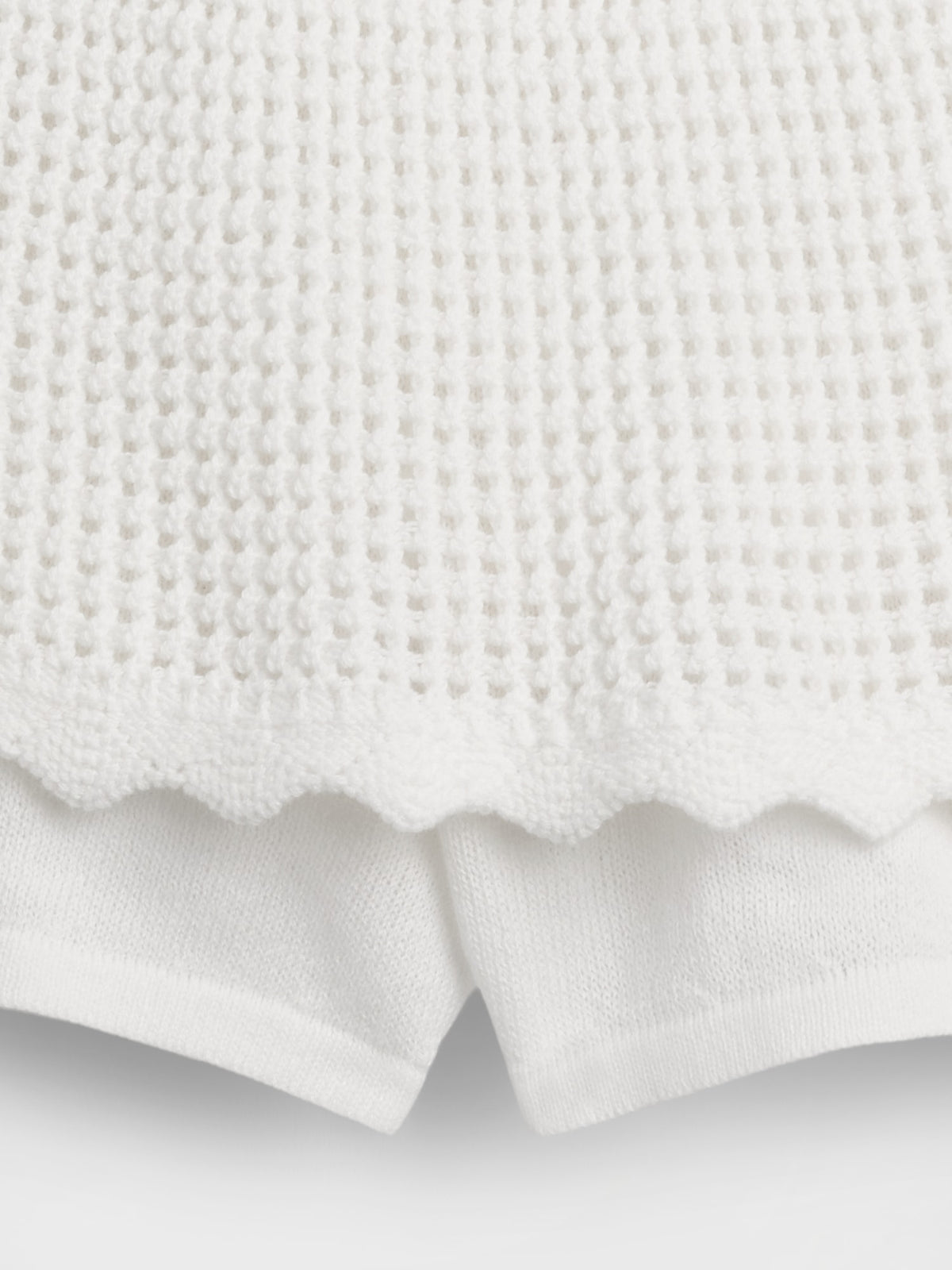 Beyaz Tiered Crochet Şort Etek