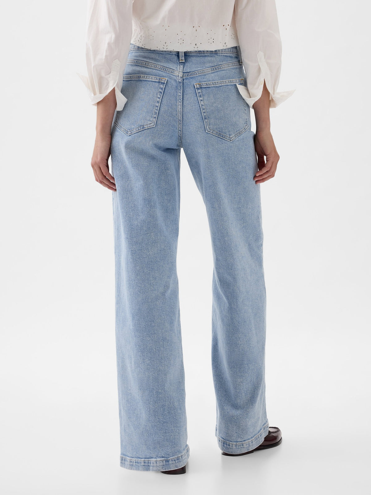 Açık Mavi High Rise Stride Wide-leg Jean Pantolon