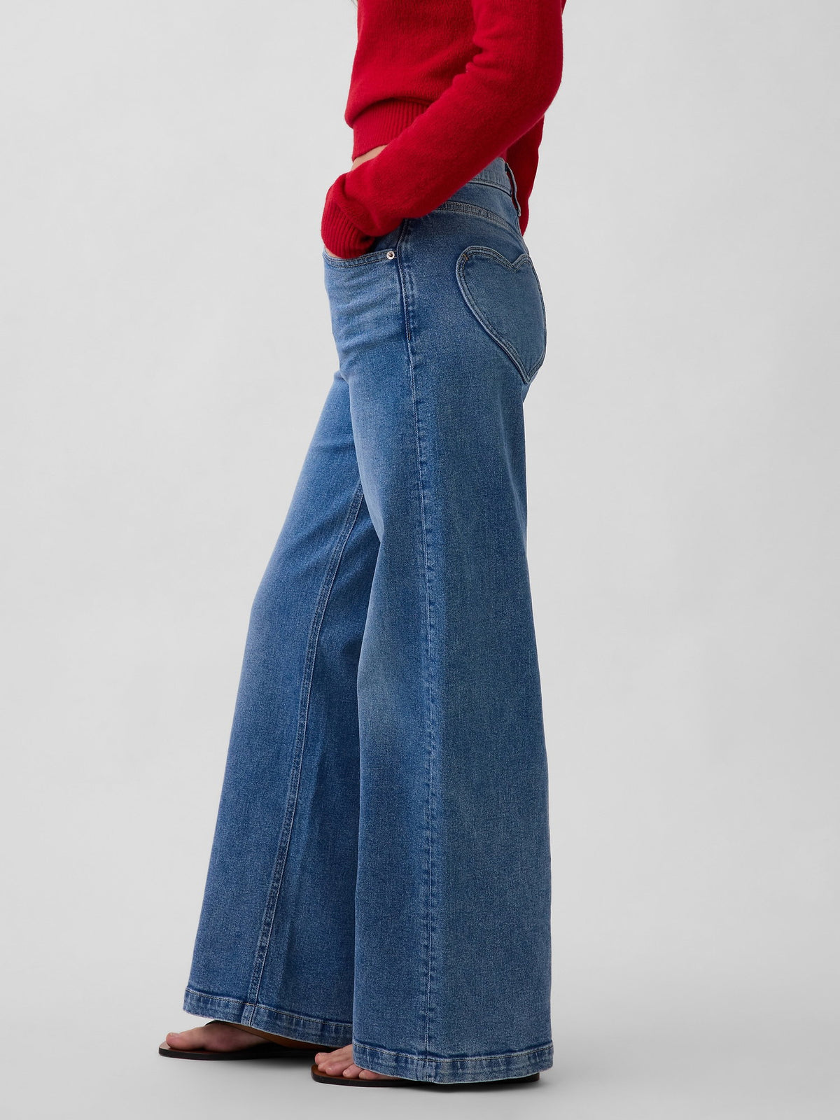 Mavi High Rise Stride Kalp Cepli Wide-leg Pantolon