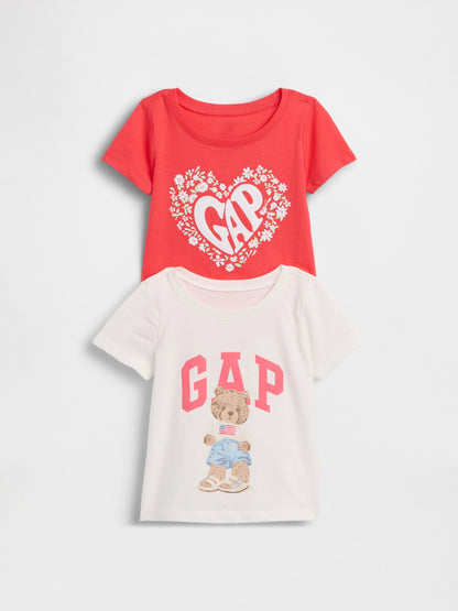 Beyaz Grafik Baskılı T-shirt (2’li)