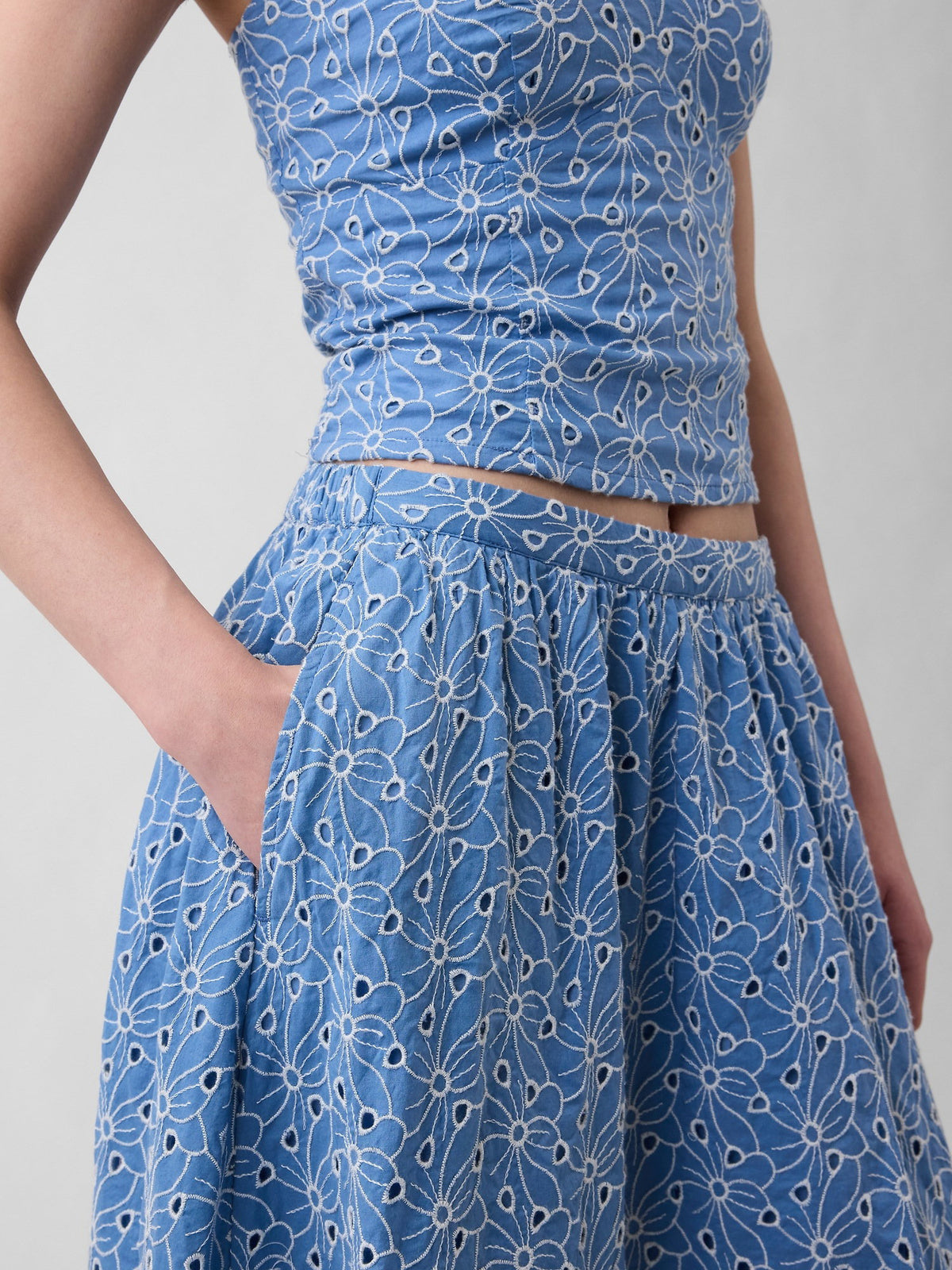 Mavi High Rise Eyelet Maxi Etek