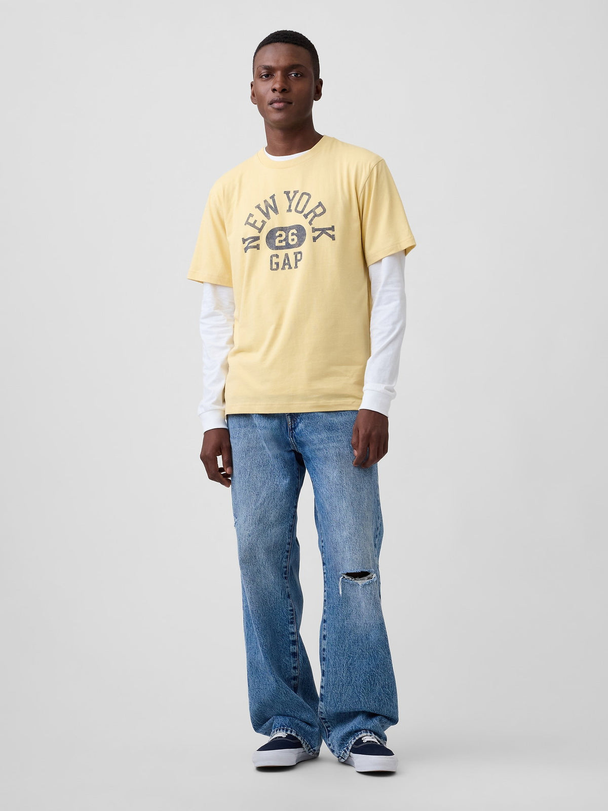 Sarı Everyday Soft Relaxed Grafik T-shirt
