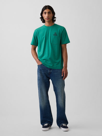 Yeşil Everyday Soft Relaxed Brannan Bear Cepli T-shirt