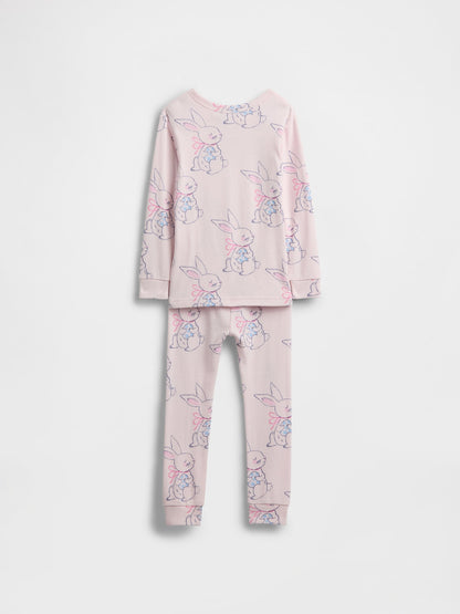 Pembe Bebek Ve Yürümeye Başlayan Çocuklar Için Organik Brushed Pamuk Pijama Takımı