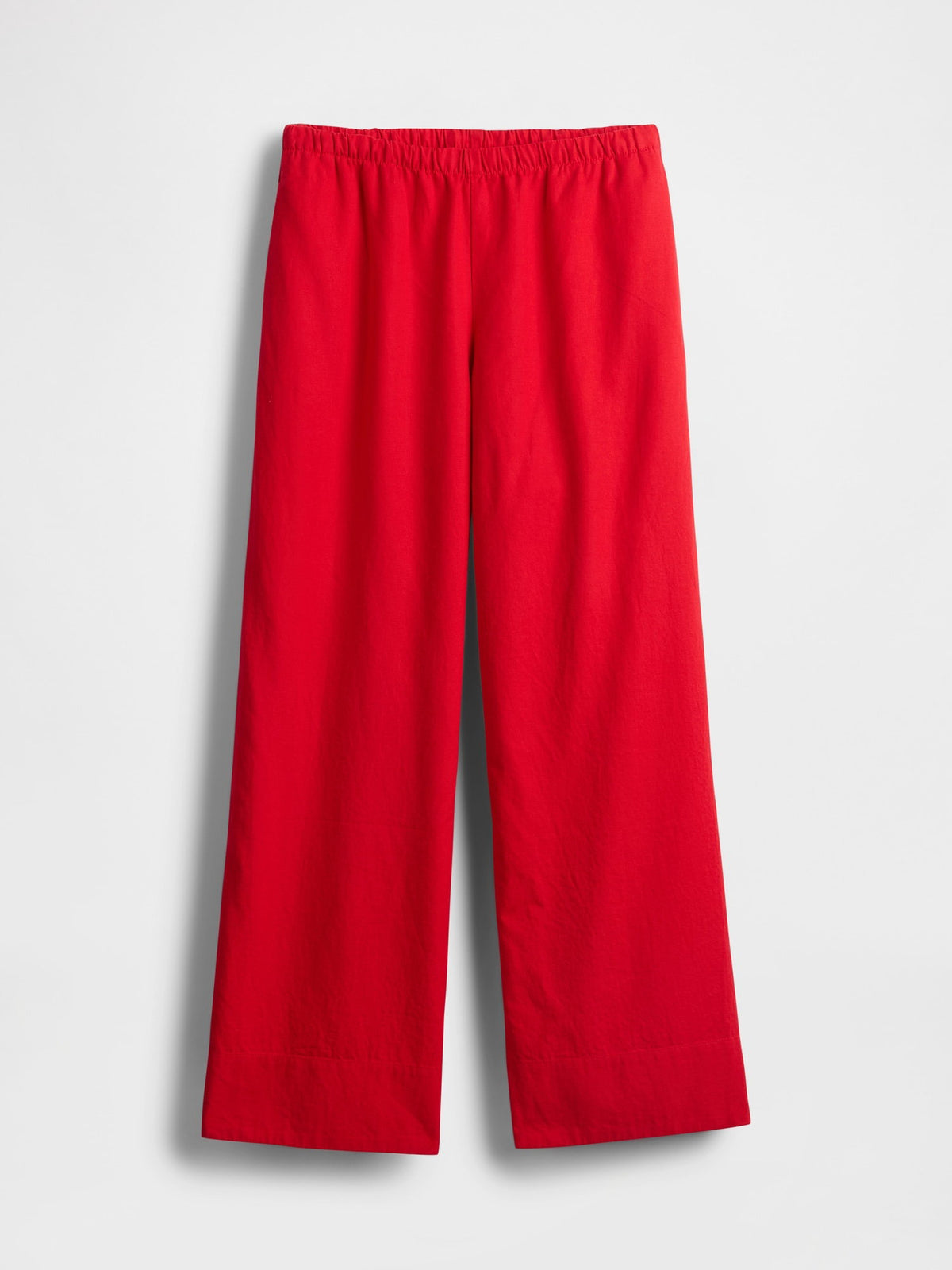Kırmızı Keten Karışımı Easy Wide Leg Pantolon