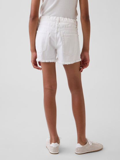 Beyaz Low Rise Stride Denim Şort