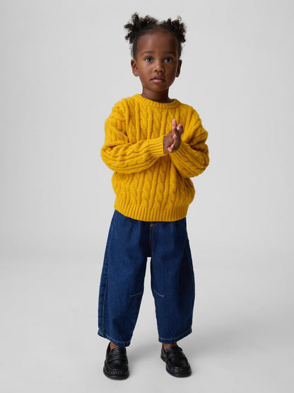 Koyu Mavi Pull-on Barrel Jean Pantolon