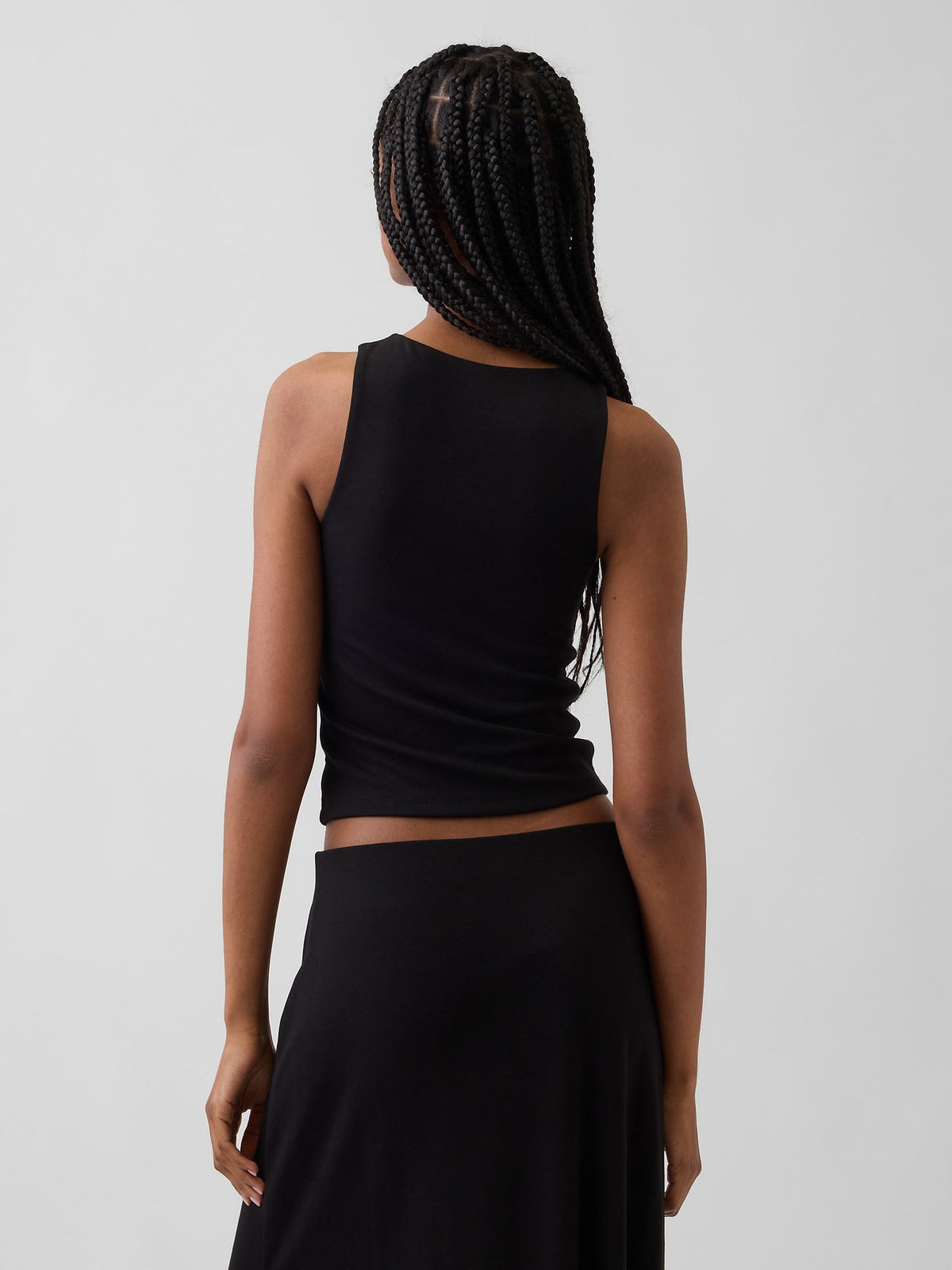 Siyah Crop Halter Tank Top