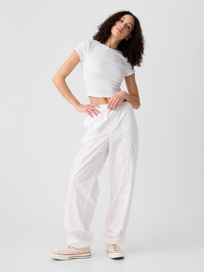 Kırık Beyaz Kargo Paraşüt Pull-on Pantolon
