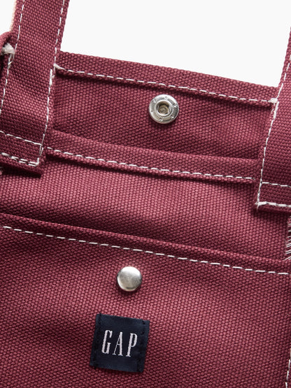 Bordo Kanvas Logo Mini Tote Çanta