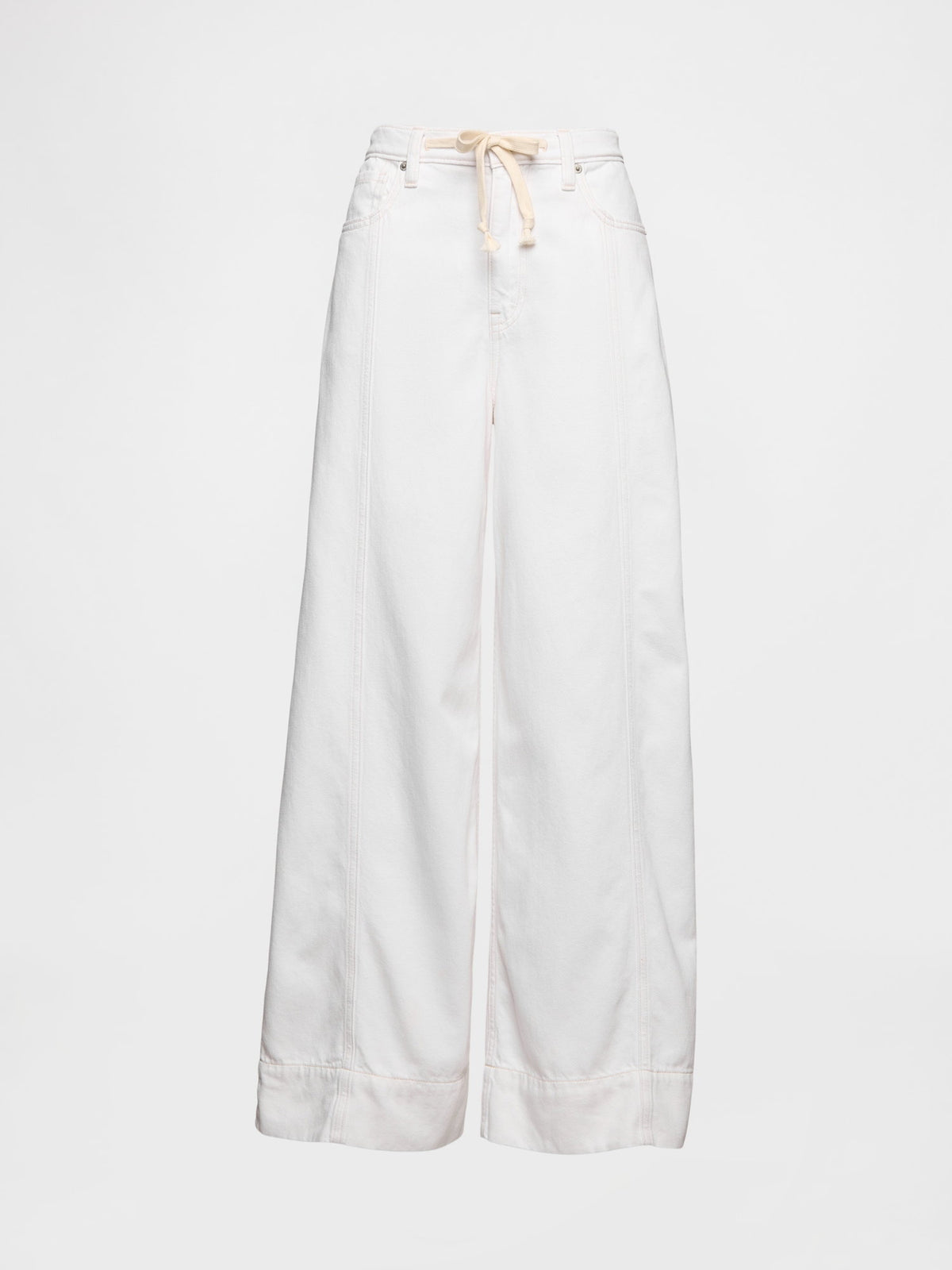 Beyaz Mid Rise Ultrasoft Baggy Jean Pantolon
