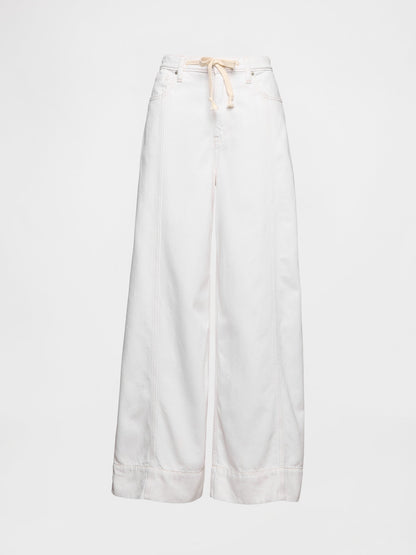 Beyaz Mid Rise Ultrasoft Baggy Jean Pantolon