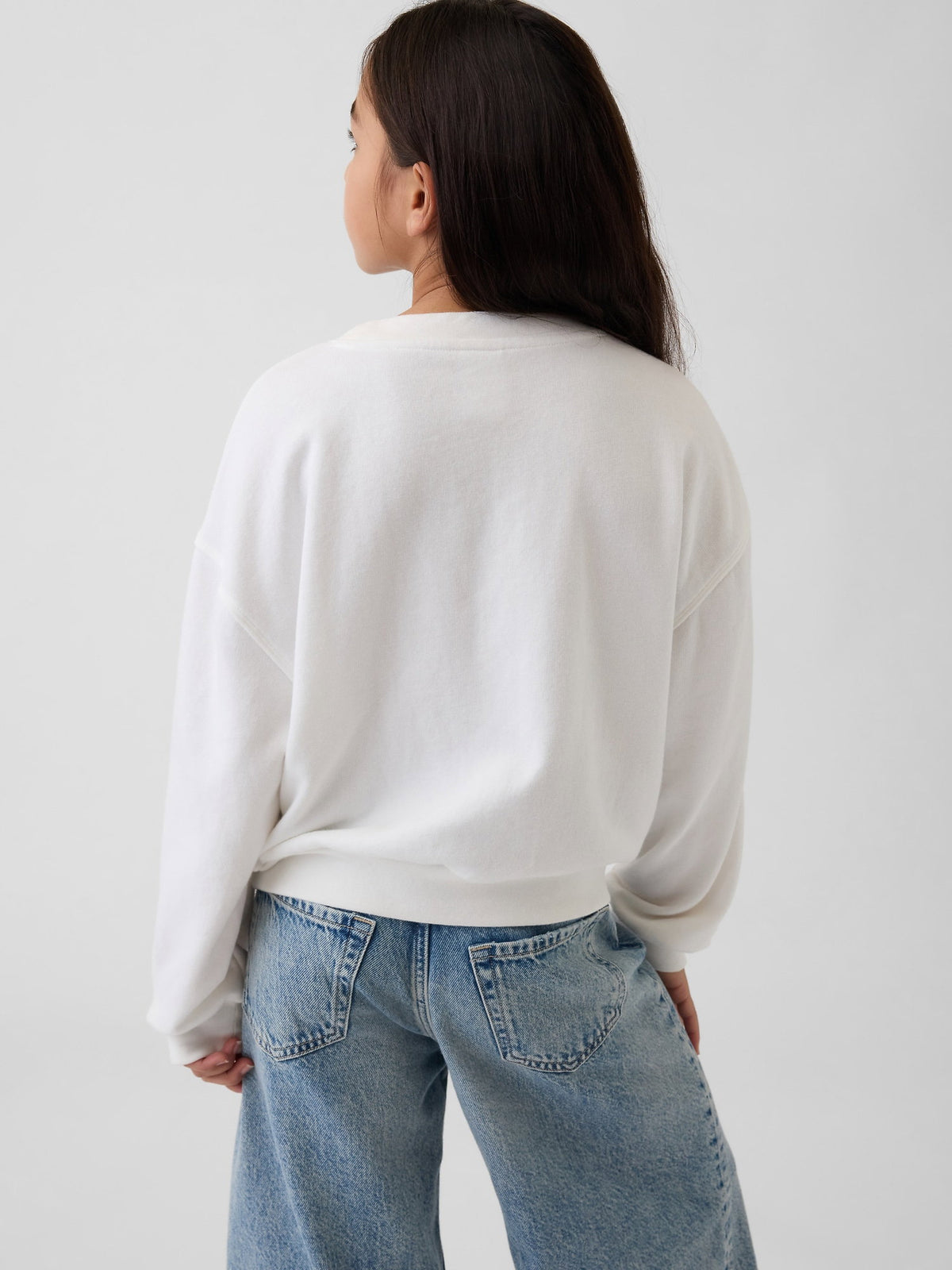 Beyaz Oversized Wedge Flippy-sequin Grafik Baskılı Sweatshirt