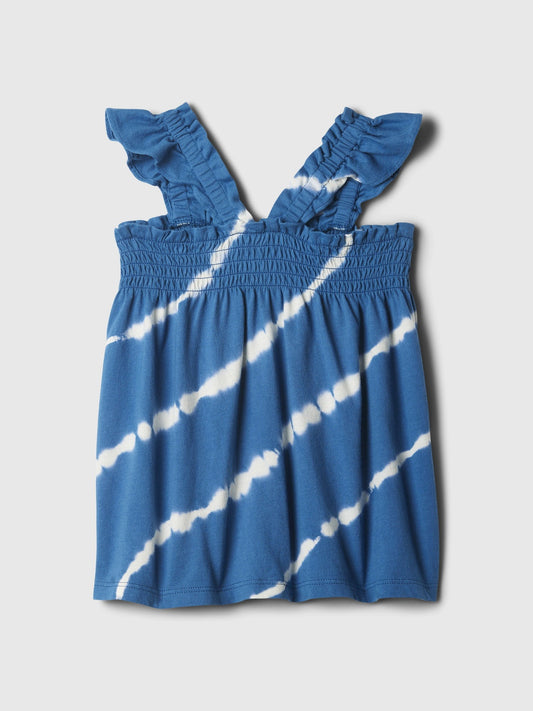 Mavi Desenli Büzgülü T-shirt
