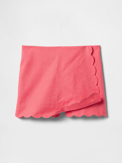 Pembe Keten Pamuk Karışımlı Şort