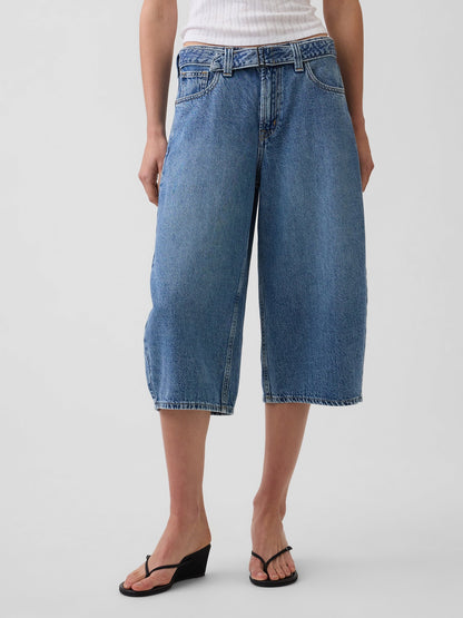 Mavi High Rise Kemerli Barrel Culotte Jean Pantolon