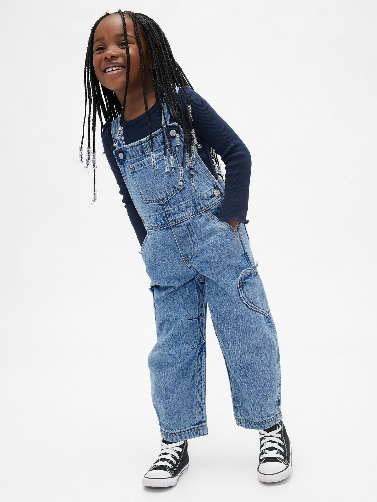 Açık Mavi Baby & Toddler Kalp Cepli Horseshoe Tulumu