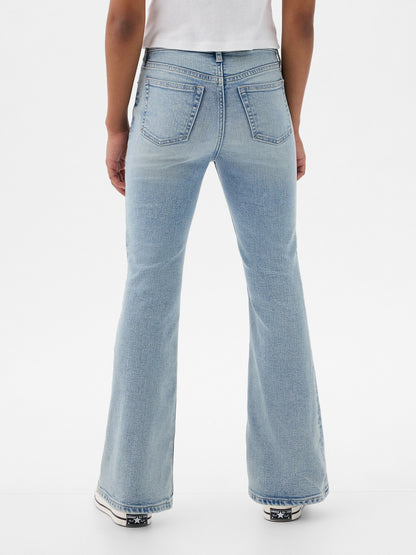 Açık Mavi High Rise '70s Flare Jean Pantolon